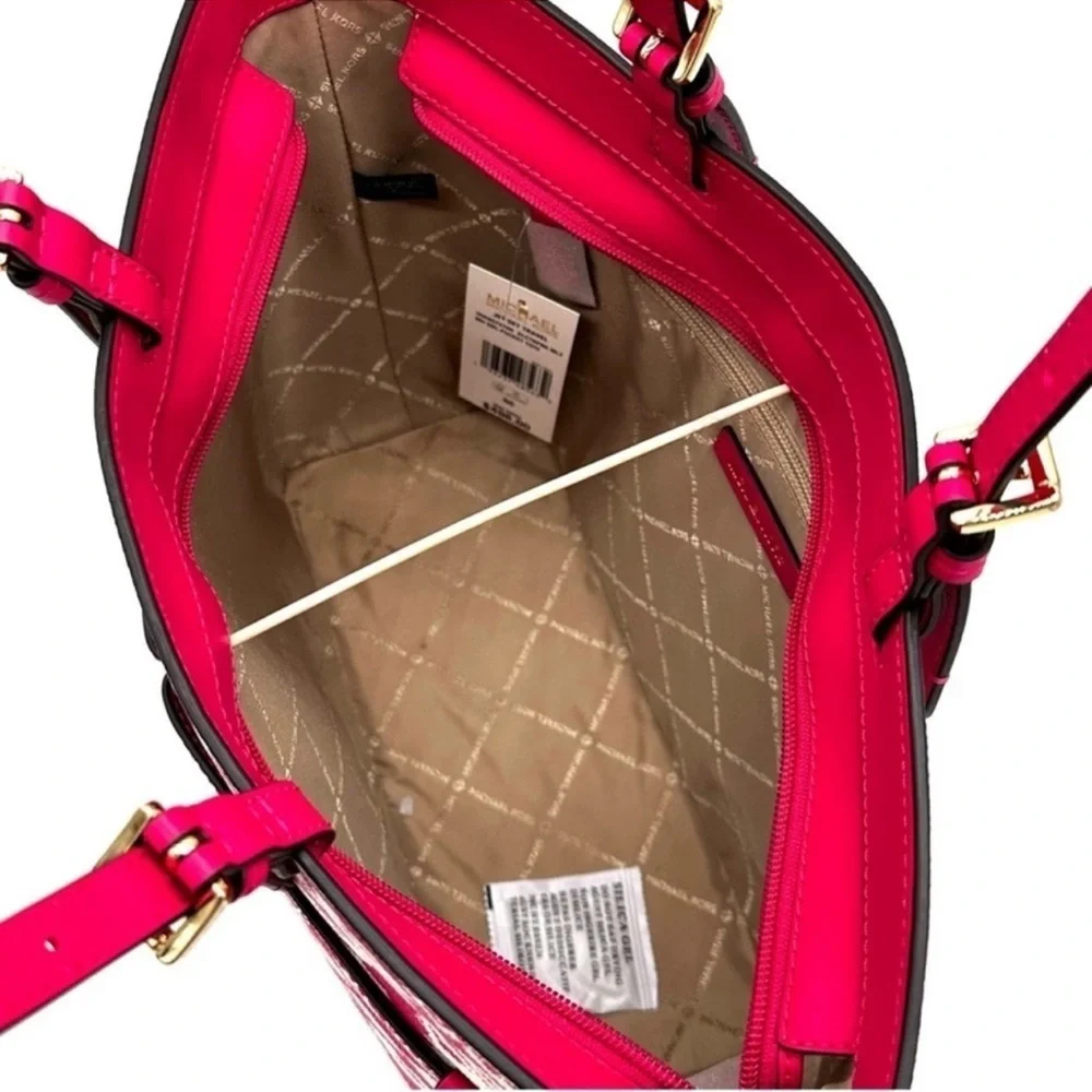 Michael Kors Jet Set Medium Pocket Tote Bag Electric Pink Multi